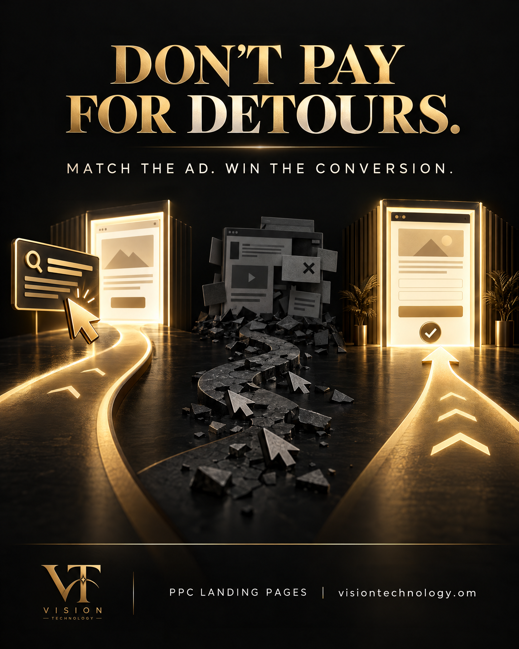 PPC landing page alignment and conversion path — Vision Technology