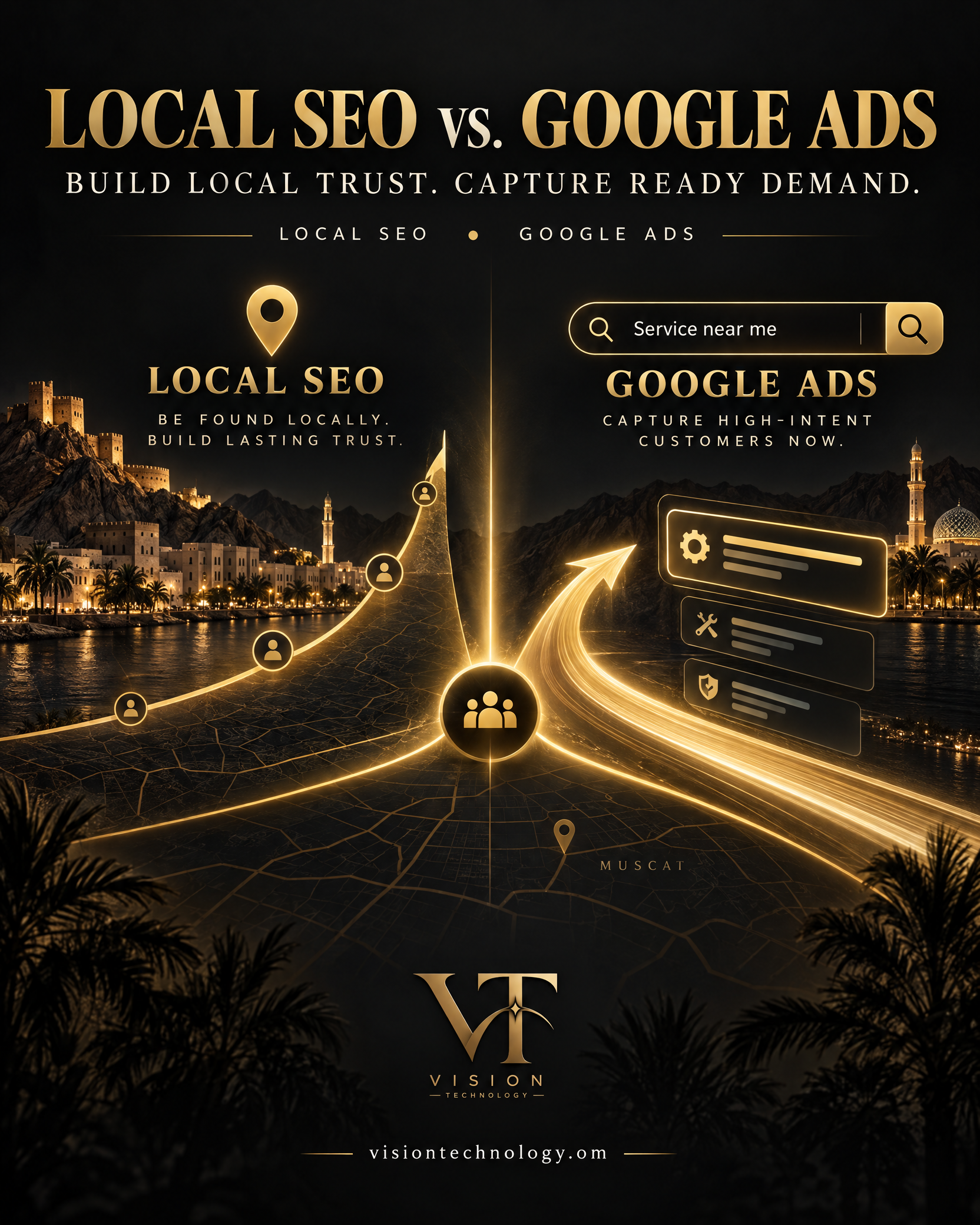 Local SEO and Google Ads for Omani service businesses — Vision Technology